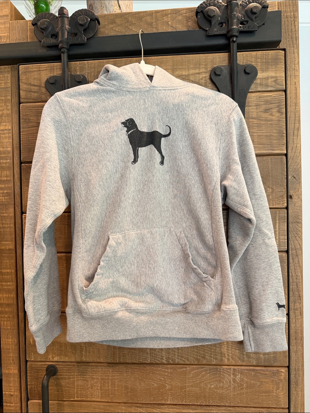 The Black Dog Heather Gray Hoodie with Black Dog Silhouette